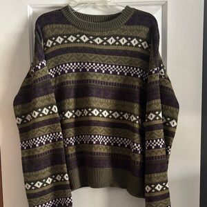 ROMWE Purple and Olive Patterned Sweater